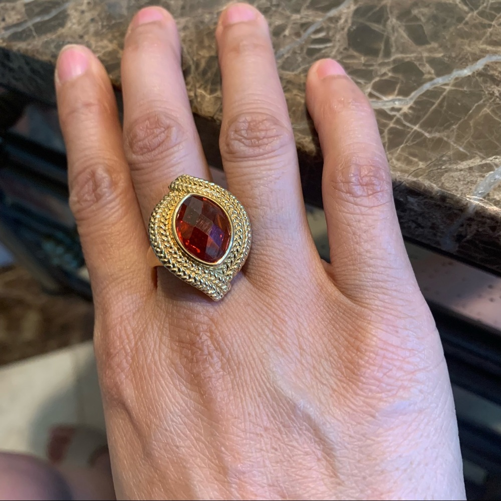 Vintage 925 sterling silver red stone ring